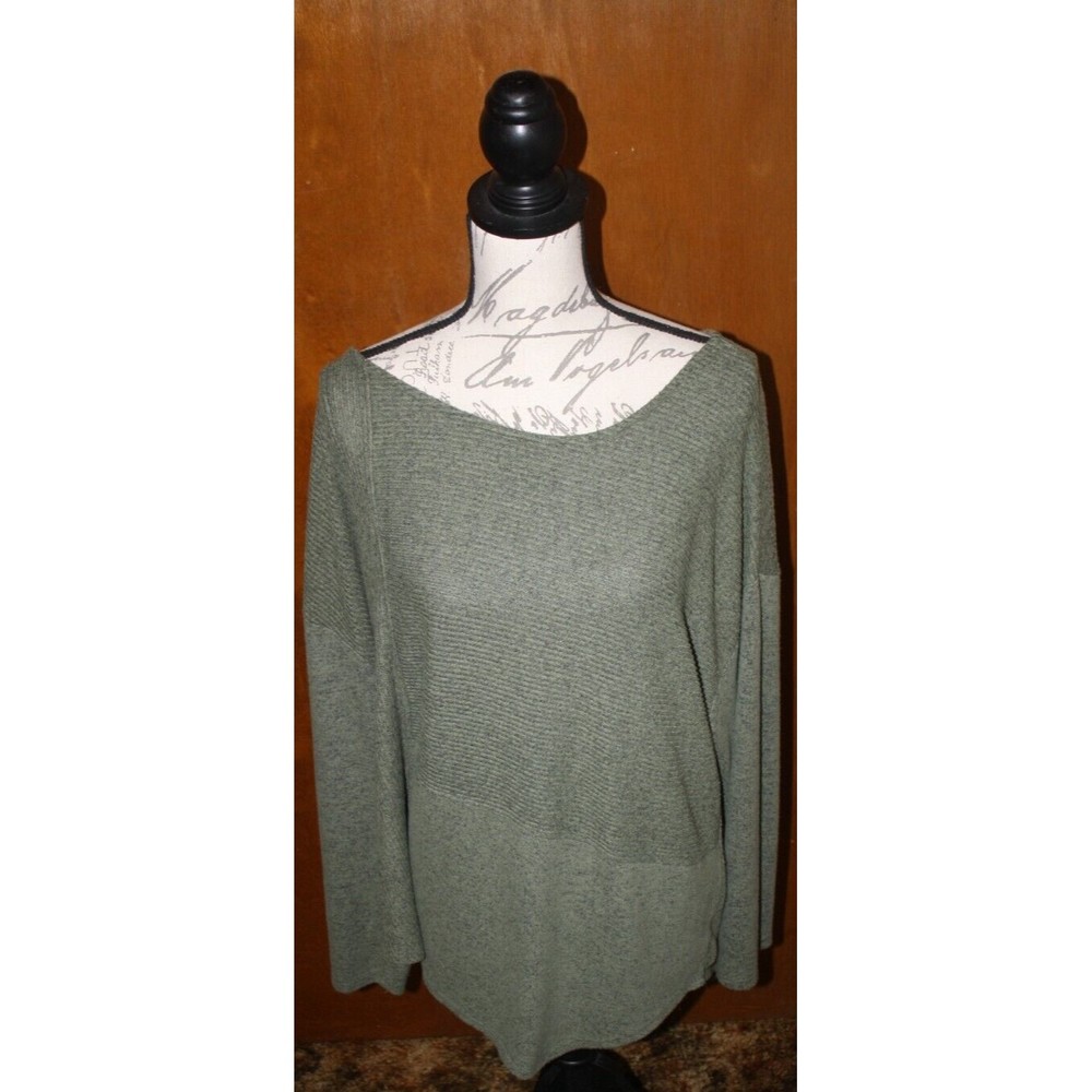 One Park Ave Women's Ribbed Sweater Tunic Sz Plus 2X Green LS Soft